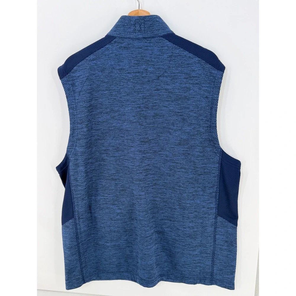 PGA Tour Mens XL Blue Marled Full Zip Fleece Lined Golf Vest Mock Neck SU36940